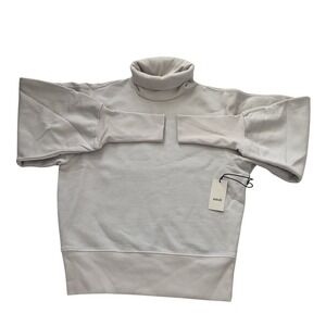 AGOLDE Extended Rib Turtleneck Sweatshirt Paper Mache XS‎ 100% Cotton